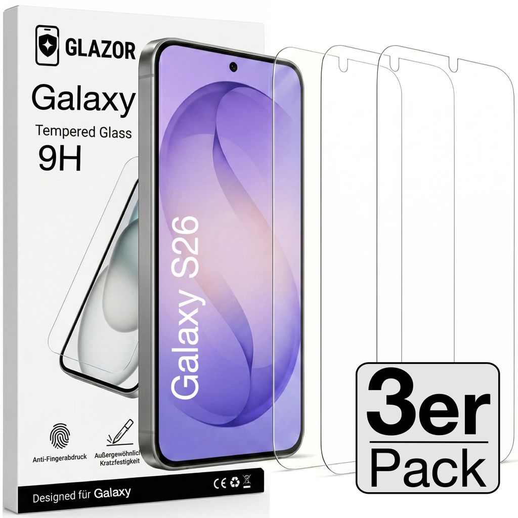 3x Galaxy S26 Panzerglas Panzerfolie Schutzglas Display Produktbild 