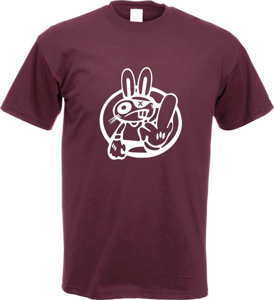 Kiwistar - T-Shirt - Burgund - Drift Rabbit Motiv Bedruckt Funshirt Design Print - mit Motiv Bedruckt - Funshirt Design - Sport - Freizeit - Herren...