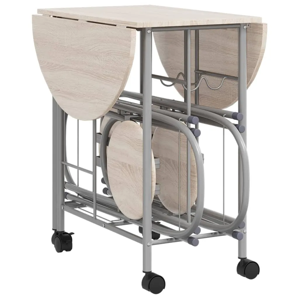 Ensemble table à manger pliable avec 4 chaises encastrables en bois MDF