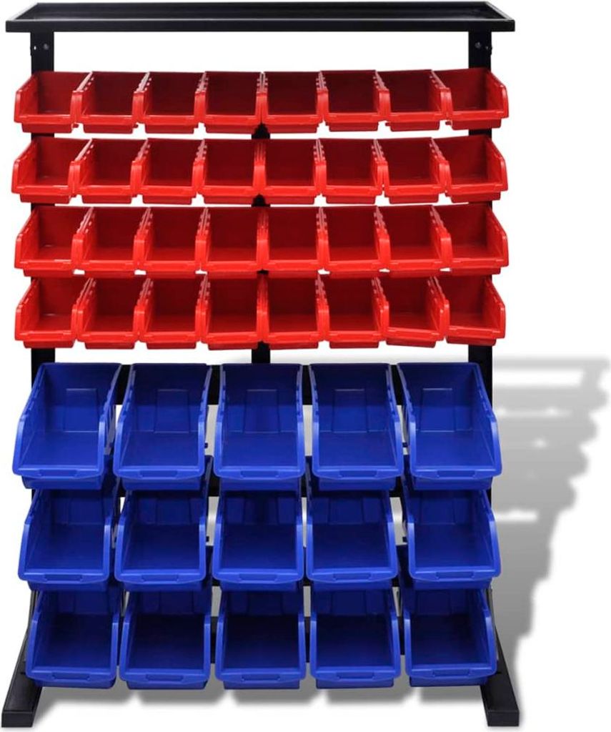 vidaXL Werkstattboxen mit Ständer Blau & Rot