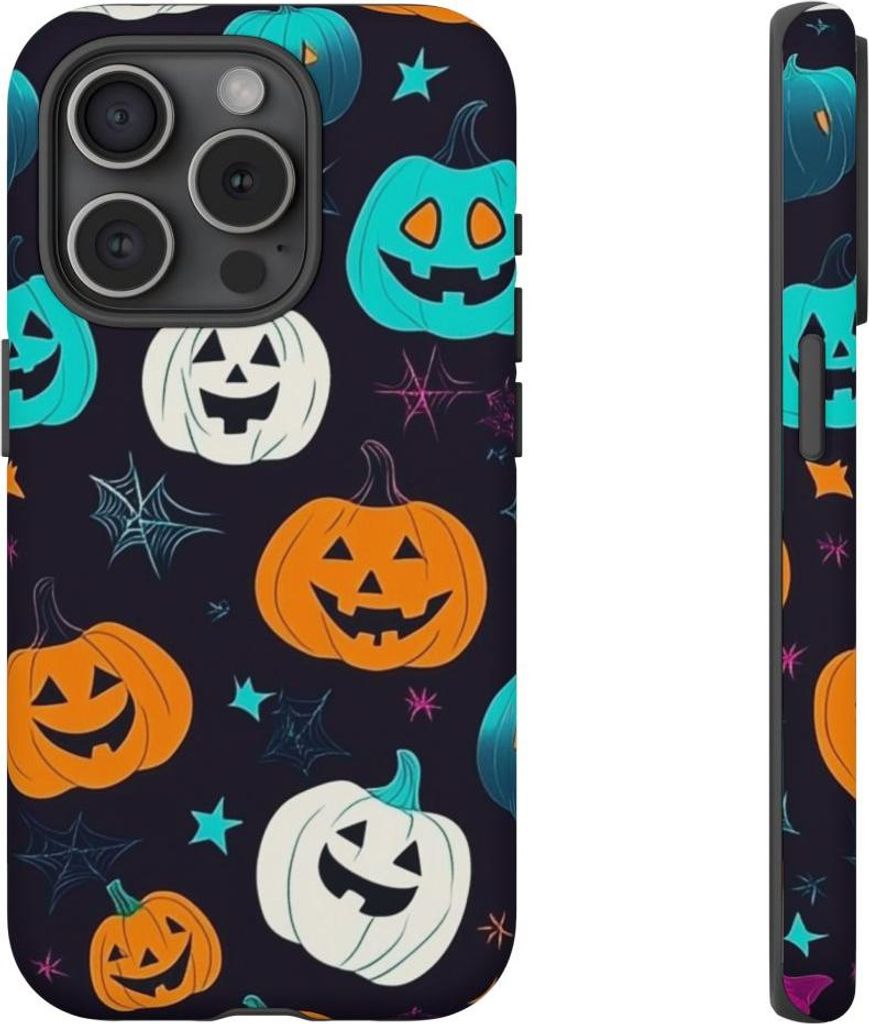 Bunte Kürbisse im Halloween-Look – Hülle Kompatibel mit iPhone 15 Pro