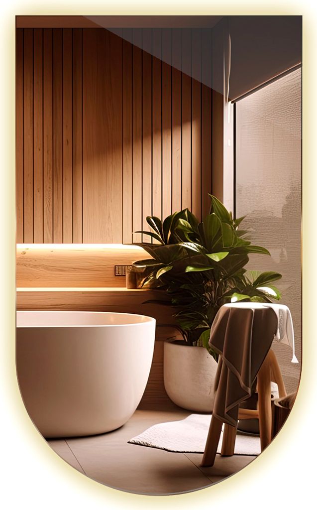 LED Spiegel Groß Rundbogen Wandspiegel Modern - 45x80 cm - LED- Farbe Neutral (4000K)
