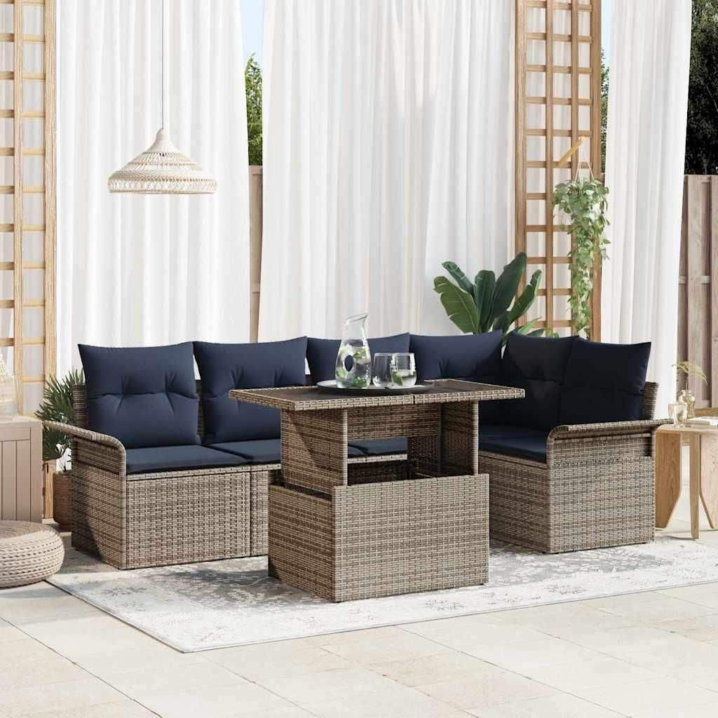 Maison Exclusive - Gartensofa-set mit Kissen 6 pcs Grau Poly-Rattan