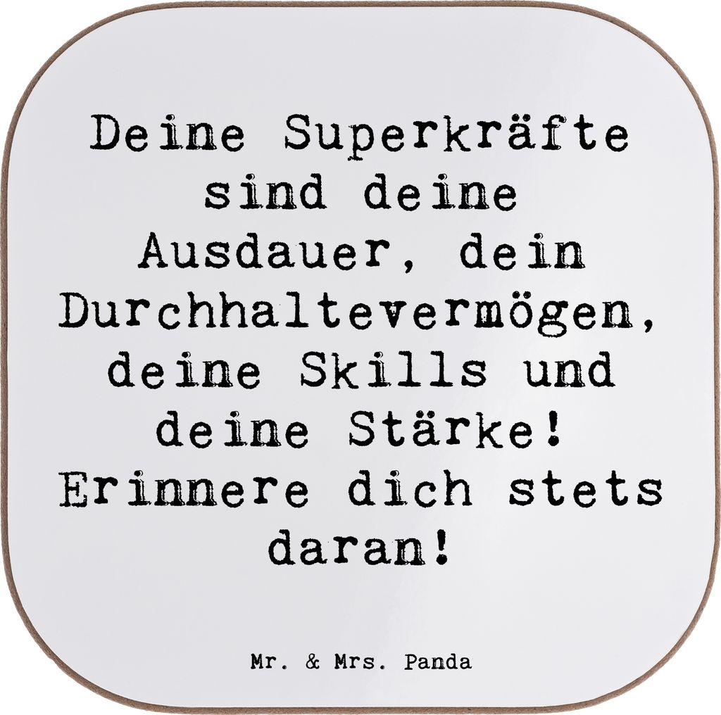 Mr. & Mrs. Panda Untersetzer für Gläser Spruch Sportliche Wettkämpfe Superkräfte - Weiß - Geschenk, Tassenuntersetzer, Vertrauem, Fitness, gl...