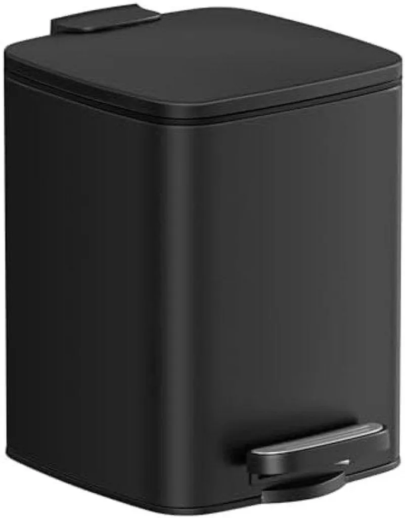 Poubelle à pédale 6L noire anti-odeur pour petits espaces et toilettes