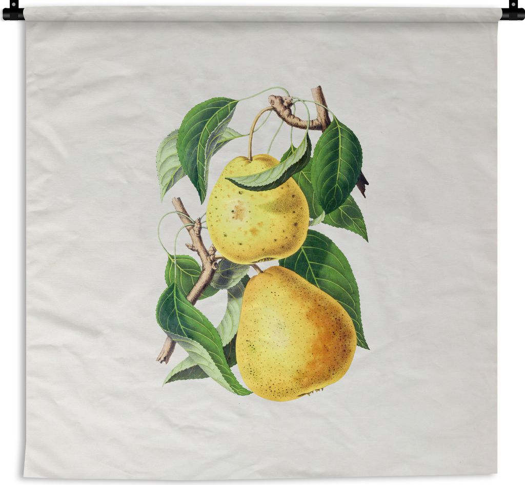 MuchoWow Wandteppich Wandbehang Birnen - Blätter - Lebensmittel 120x120 cm Tapisserie Dekoration Wandtuch - Modern - Baumwollgewebe