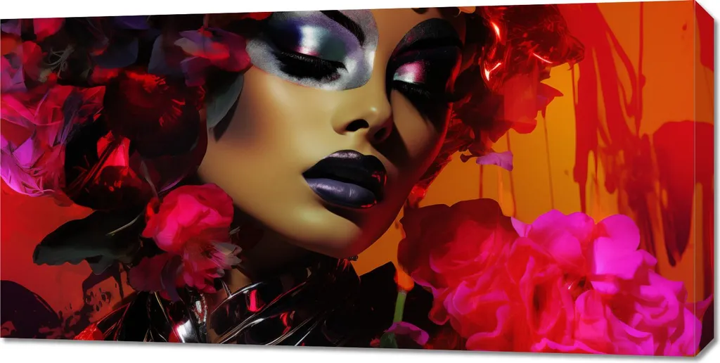 Tableau mural Diva en fleurs 100x50 cm - Décoration florale moderne chic