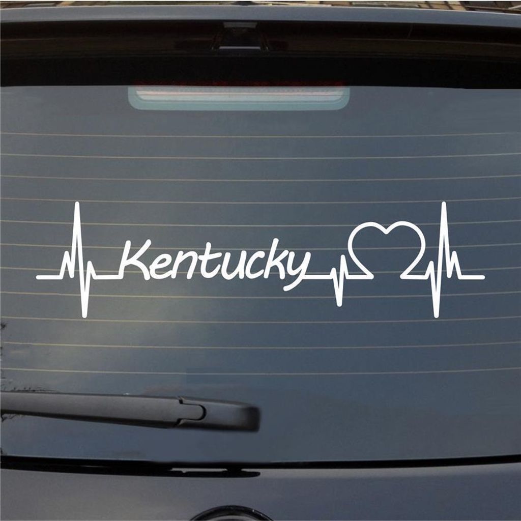 Heckscheibenaufkleber Kentucky Herzschlag Puls Staat USA Liebe 55x14 cm Weiss Matt Auto Aufkleber Sticker