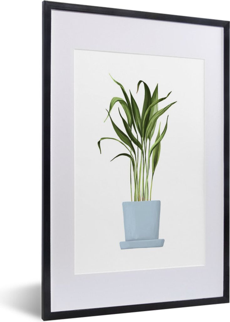 MuchoWow MuchoWow Gerahmtes Poster Zimmerpflanze - Blumentopf - Weiß 40x60 cm - Poster mit zchwarzem Bilderrahmen - Poster in Rahmen