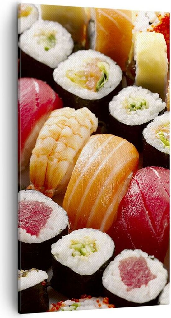Bild auf Leinwand - Leinwandbild - Japan Asien Sushi Fisch - 55x100cm - Wand Bild - Wanddeko - Leinwanddruck - Bilder - Kunstdruck - Wanddekoration...