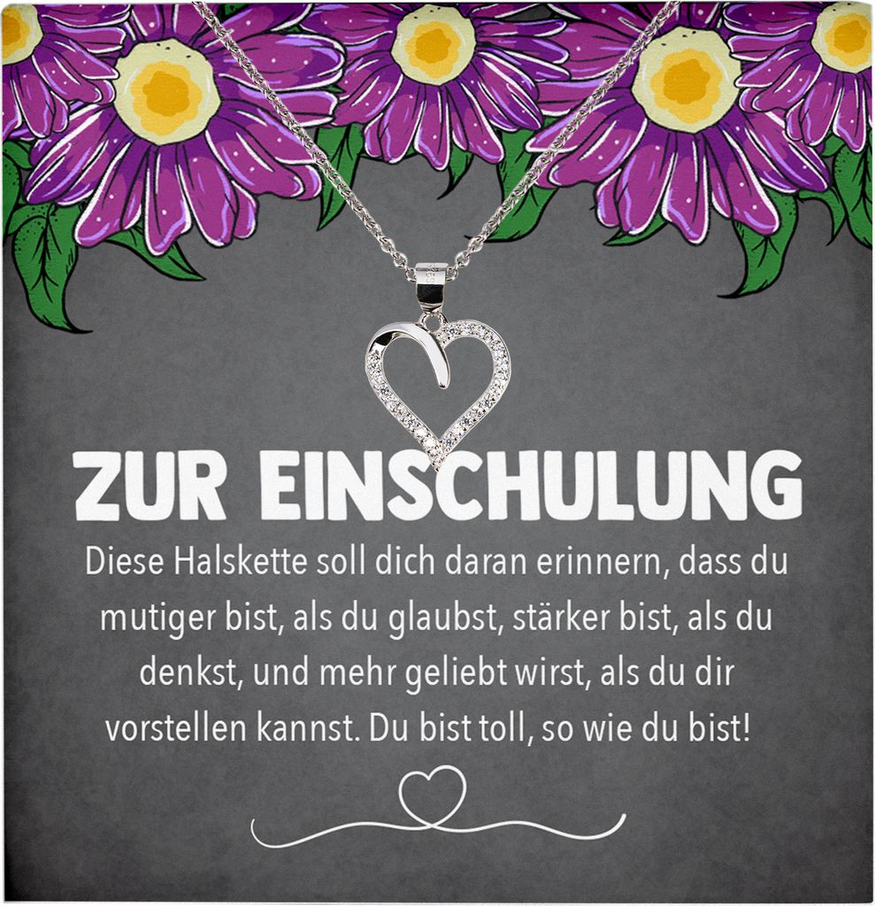 Einschulung Geschenk Mädchen Schmuck Schulanfang 1. Klasse Glückwunsch Erstklässler Idee für Patenkind Tochter Enkelin von Oma Opa Mama Papa - ...