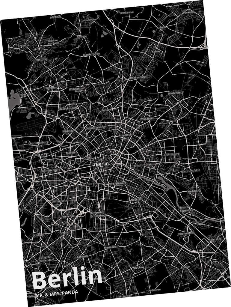 Mr. & Mrs. Panda Postkarte Berlin - Geschenk, Ansichtskarten, Stadt Dorf Karte Landkarte Map Stadtplan, Ansichtskarte, Postkarten, Grußkarte, bild...