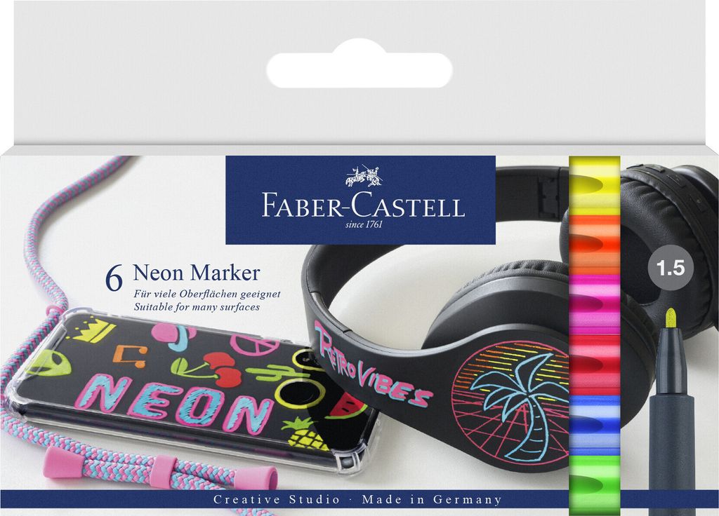 FABER-CASTELL Pennarello permanente neon colori assortiti Immagine del prodotto 