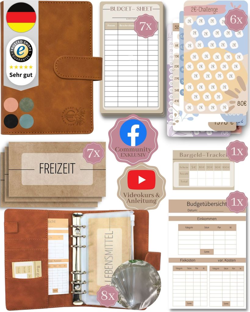 BeginnerBudget® Budget Planner Deutsch A6 Wildleder (Braun) Produktbild 
