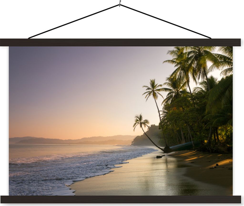 MuchoWow Textilposter Strand - Meer - Palme 120x80 cm mit schwarzem Rahmen - Wanddeko