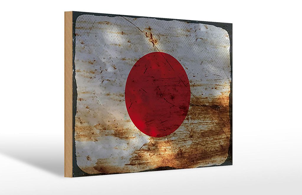 Holzschild Flagge Japan 30x20cm Flag of Japan Rost Produktbild 