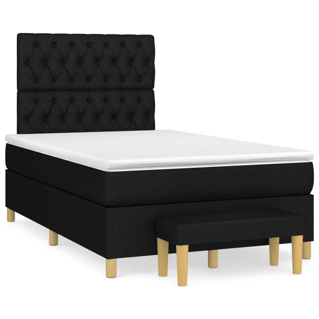 vidaXL Boxspringbett mit Matratze Schwarz 120x200 cm Stoff