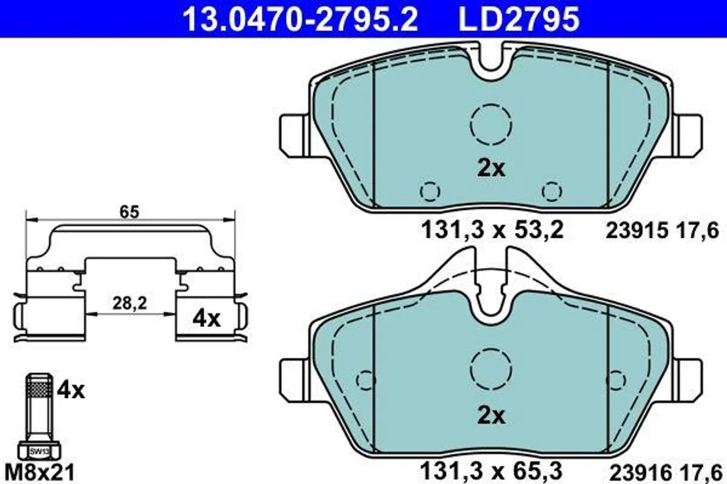 Plaquettes de frein ATE 13.0470-2795.2 pour BMW Série 2 F45 et Mini