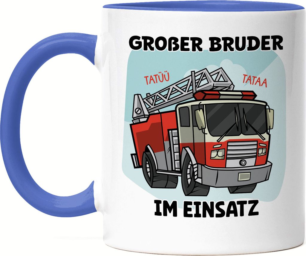 Großer Bruder Tasse Blau Feuerwehrmann Feuerwehr Beschützer Retter Geschwister Liebe Familie Geborgenheit
