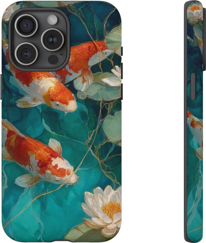 Koi-Karpfen und Seerosen – Handyhülle Kompatibel mit iPhone 15 Pro Max