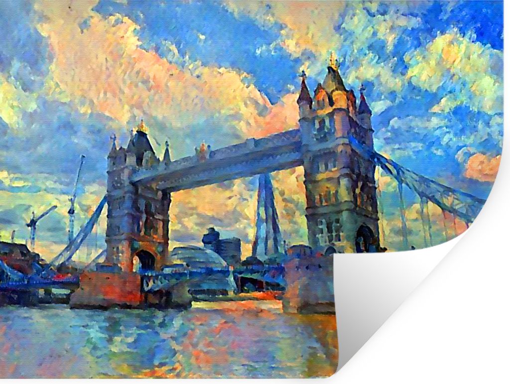 MuchoWow Wandtattoo Wandsticker Wandaufkleber Gemälde - London - Brücke - Öl 40x30 cm Selbstklebend und Repositionierbar - Faltenfrei