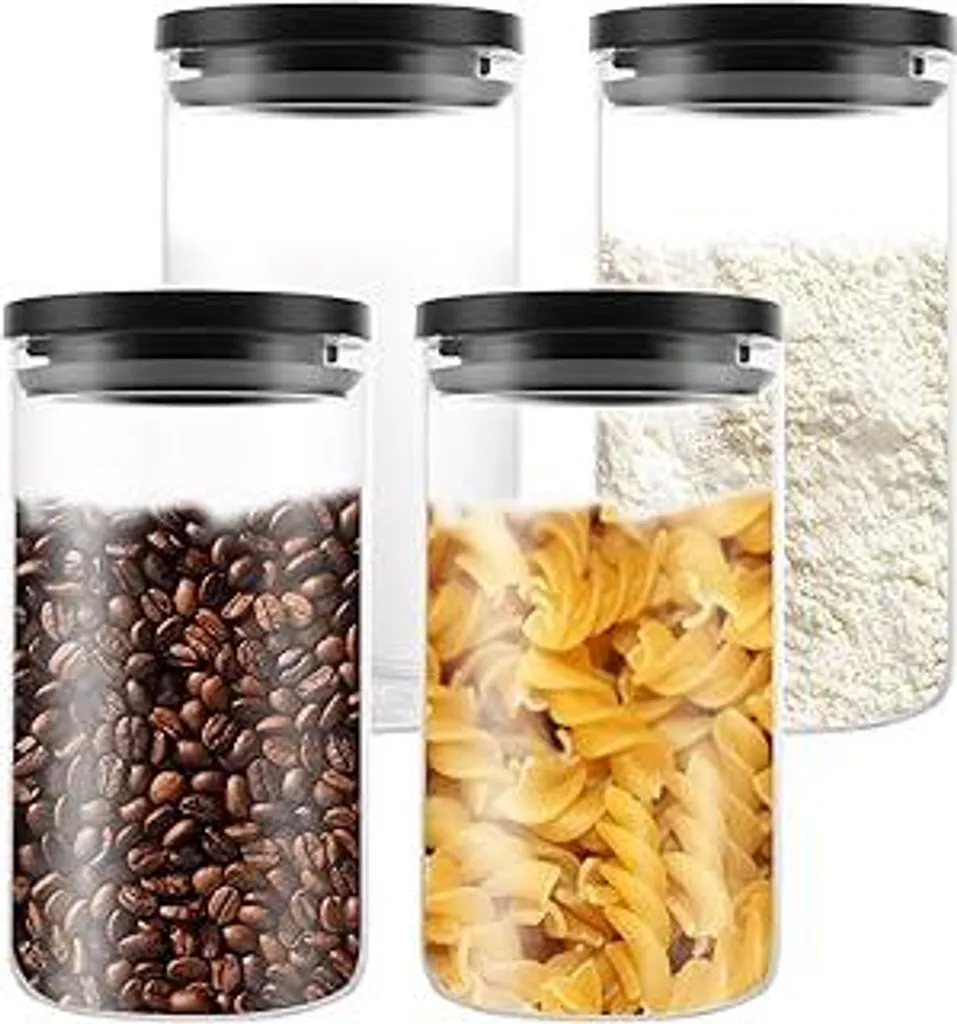 Set 4 Barattoli Vetro Ermetici 1,2L - Organizzazione Cucina Professionale