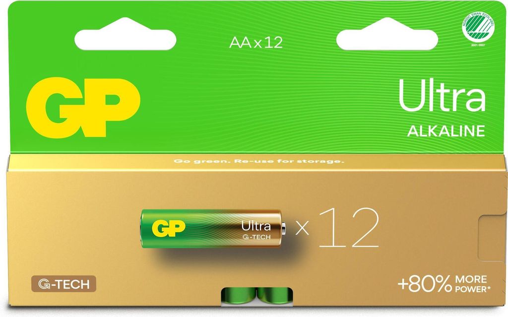 GP Ultra Alkaline AA-Batterie, 15AU/LR6, 12er-Pack