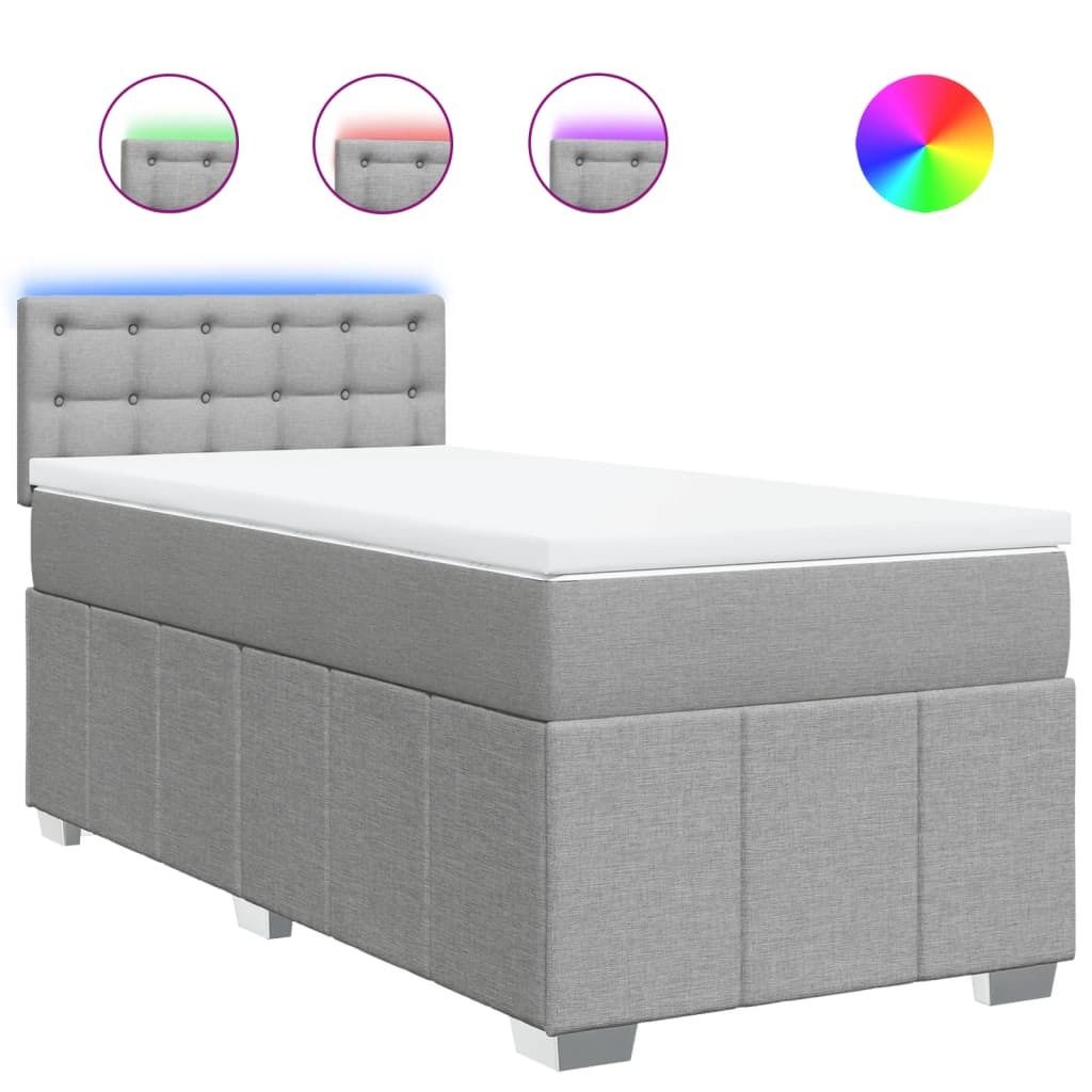 SYFAX Boxspringbett mit Matratze Hellgrau 100x200 cm Stoff