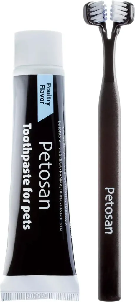Petosan Kit d'hygiène dentaire Petit : Brosse double et Dentifrice Chien