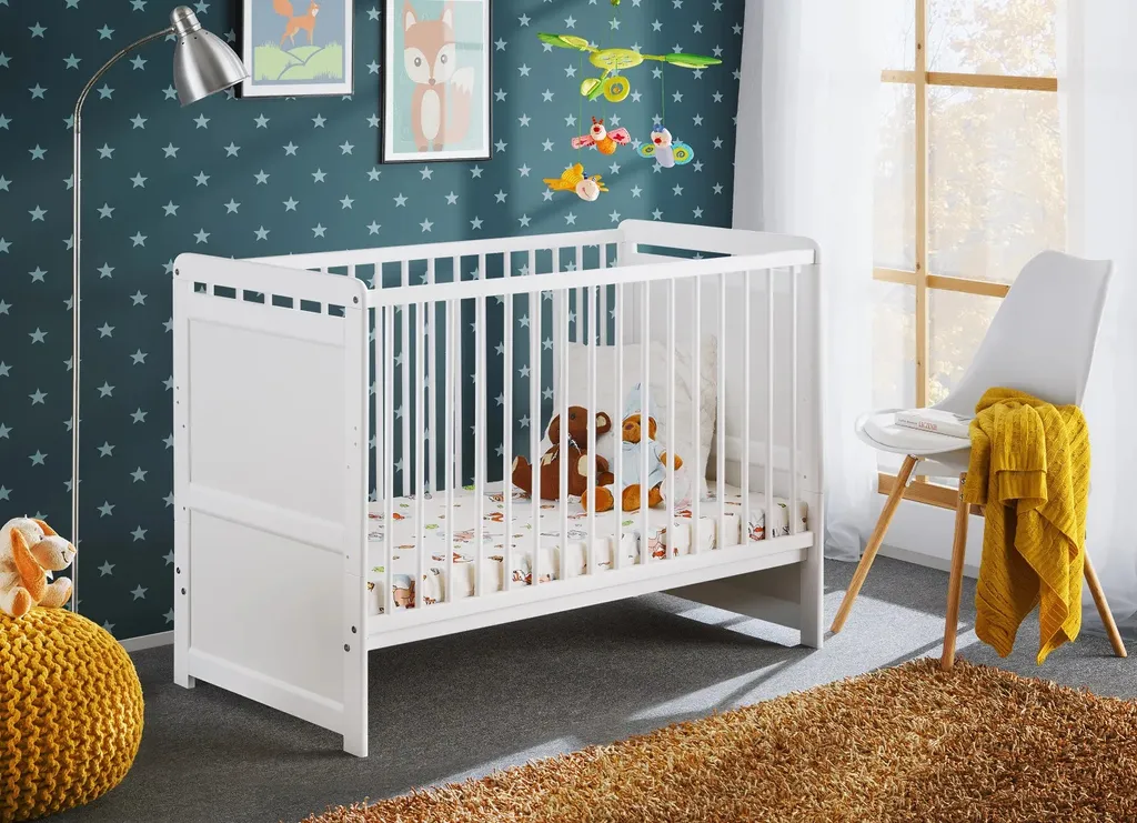 Petit lit enfant TYMEK en bois blanc 124x67 cm - Idéal première chambre bébé