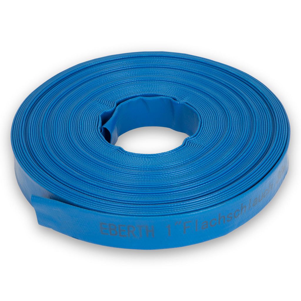 EBERTH 1" Flachschlauch Gartenschlauch für Pumpen in 30m Länge, 1 Zoll, 25mm Durchmesser, flexibel, widerstandsfähiges PVC, Industrieschlauch