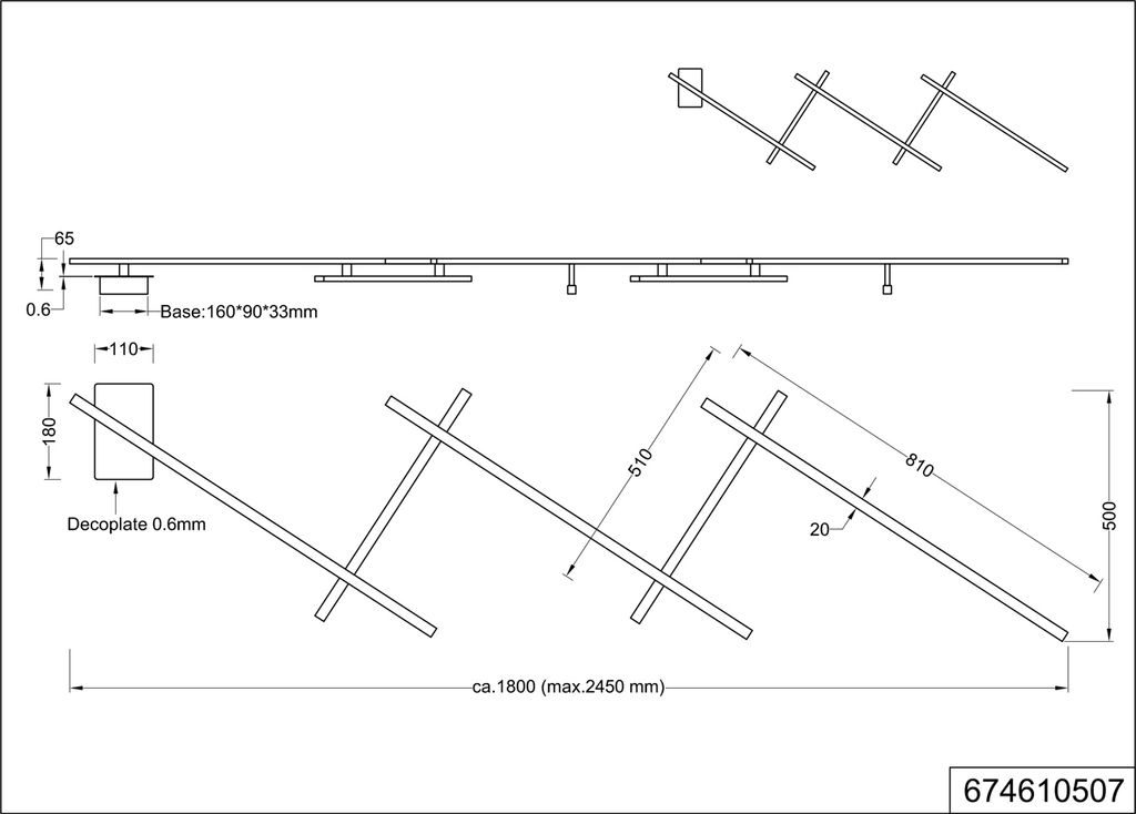 LED Deckenschiene 245cm Silber Produktbild 