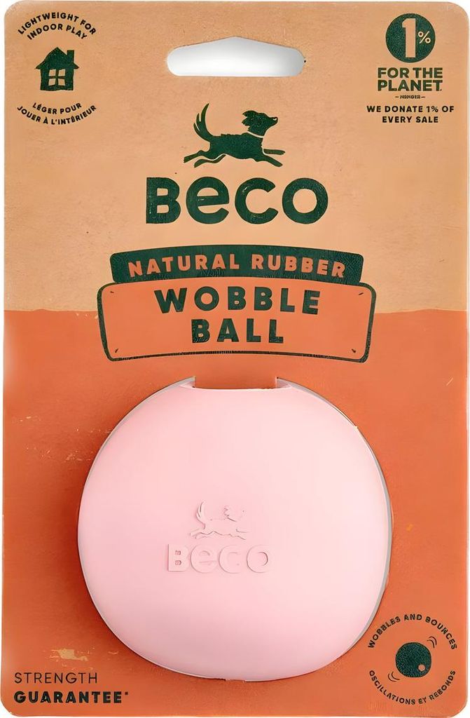 Beco Hundespielzeug Natural Rubber Wobble Ball rosa