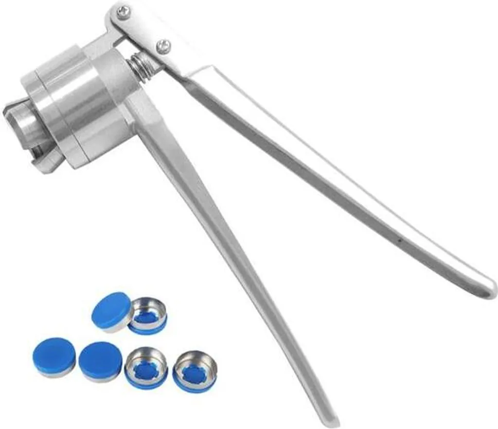 Sertissage manuel de flacons flip-off 20mm pour petits lots labo inox