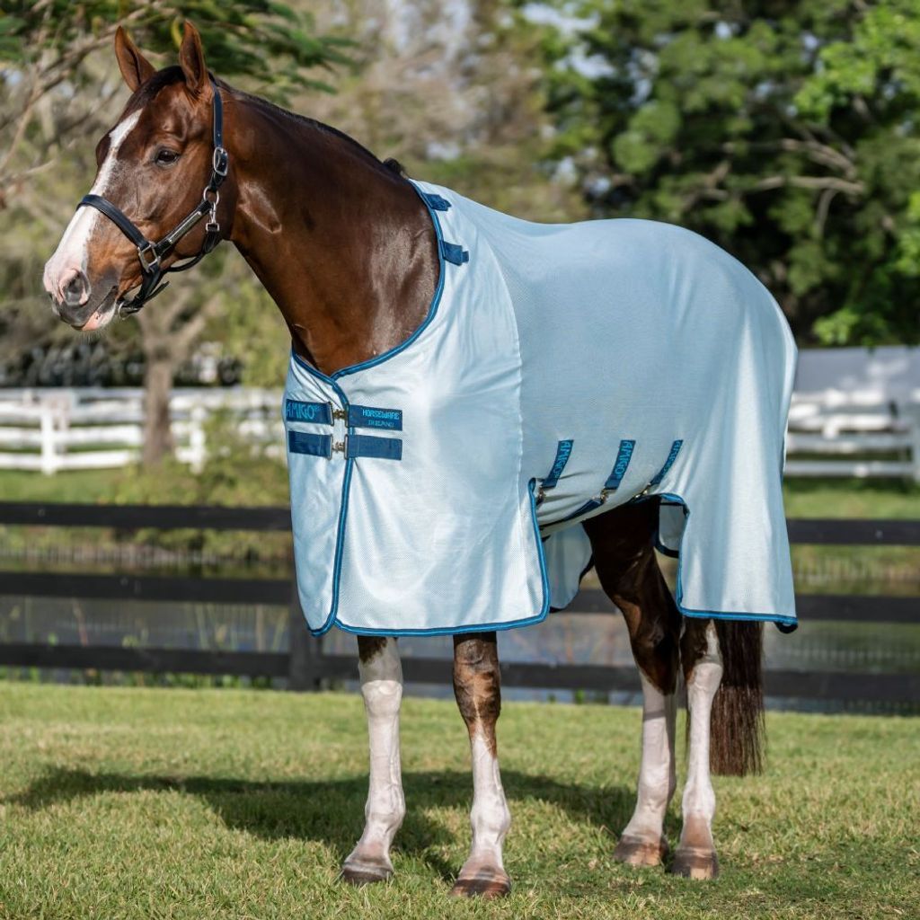 Horseware Ireland Fliegendecke Amigo Bug Buster Fliegenschutz Azure Blue/Navy & Electric Blue 7'0 (160cm)