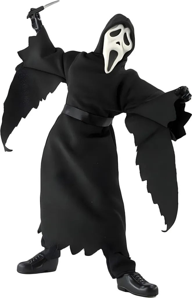 Ghostface Scream Figurine 20cm avec Masque Blanc et Vêtements en Textile