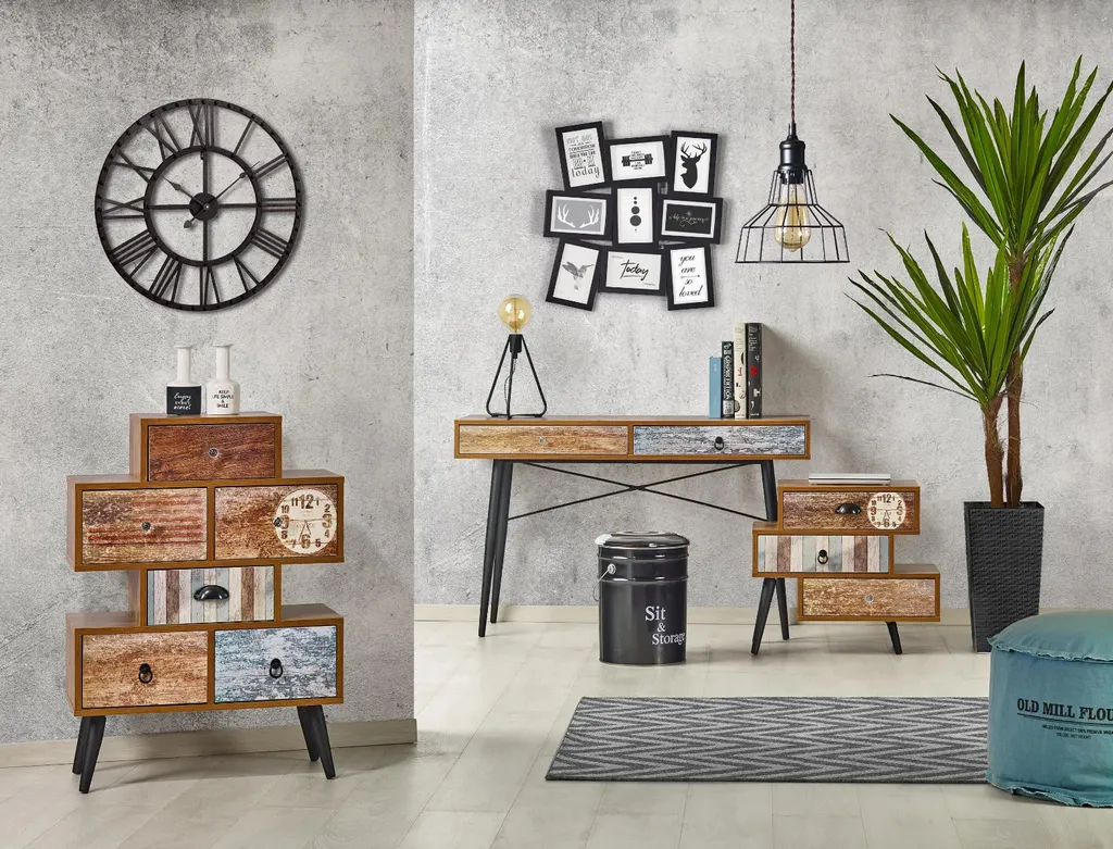 Meuble de rangement Mezo KM-2 type chiffonnier bois et métal rétro - 3