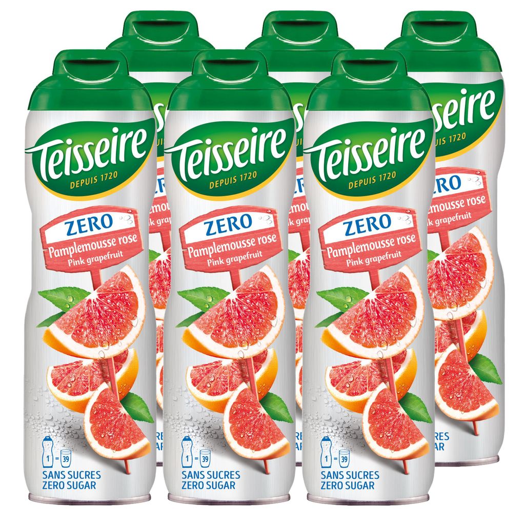 Teisseire Sirup Pink Grapefruit zero Zucker 600ml - Cocktails (6er Pack)