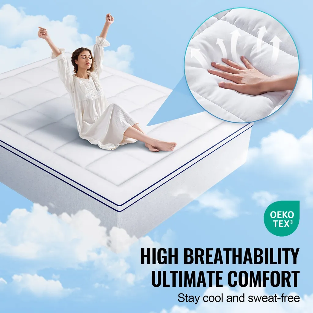 Protège-matelas 25,4mm : Solution Contre Matelas Dur - Lavable et Confortable - 3
