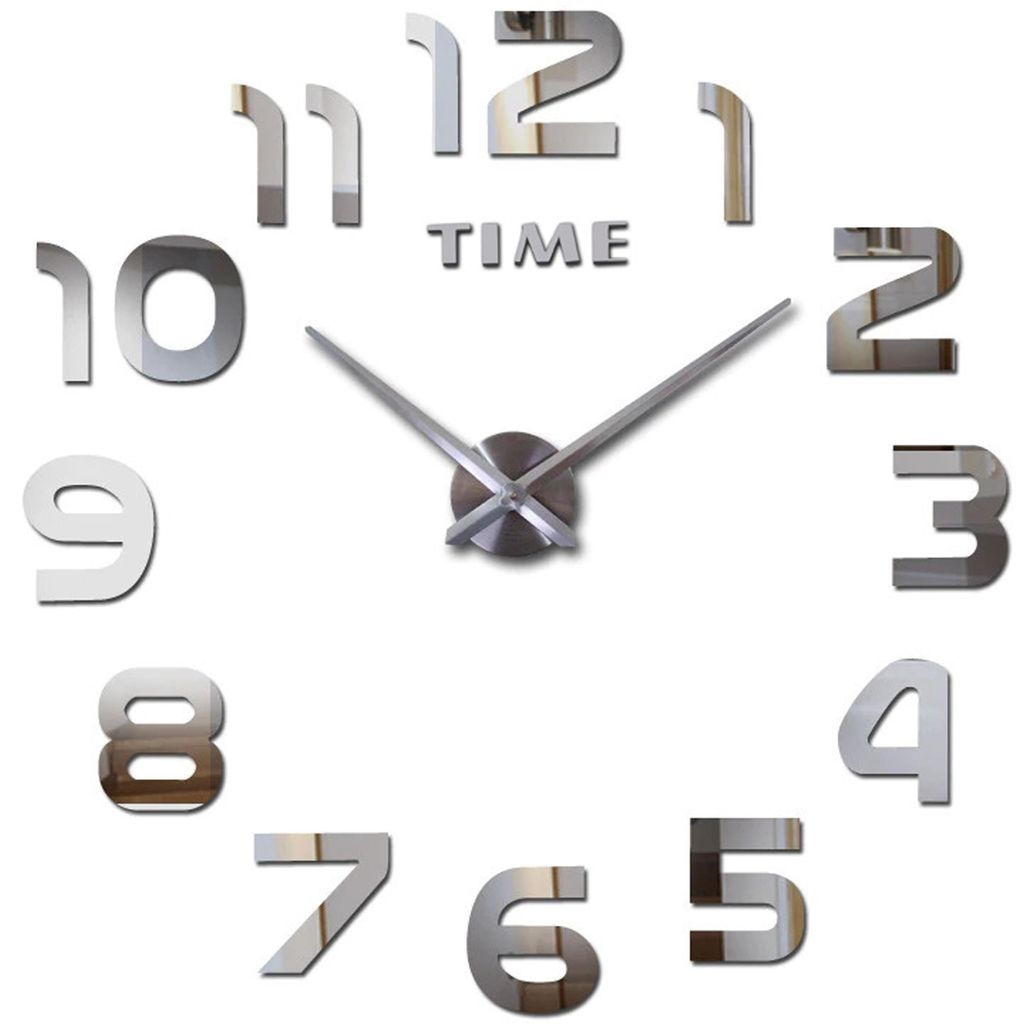 3D Wanduhren Wanduhr Groß 60cm Uhr Mute Decor Wandtattoo Modern Deko Geschenk Home Office Büro DIY Wohnwand Wohnzimmer Wand Decoration Schwarz Retoo