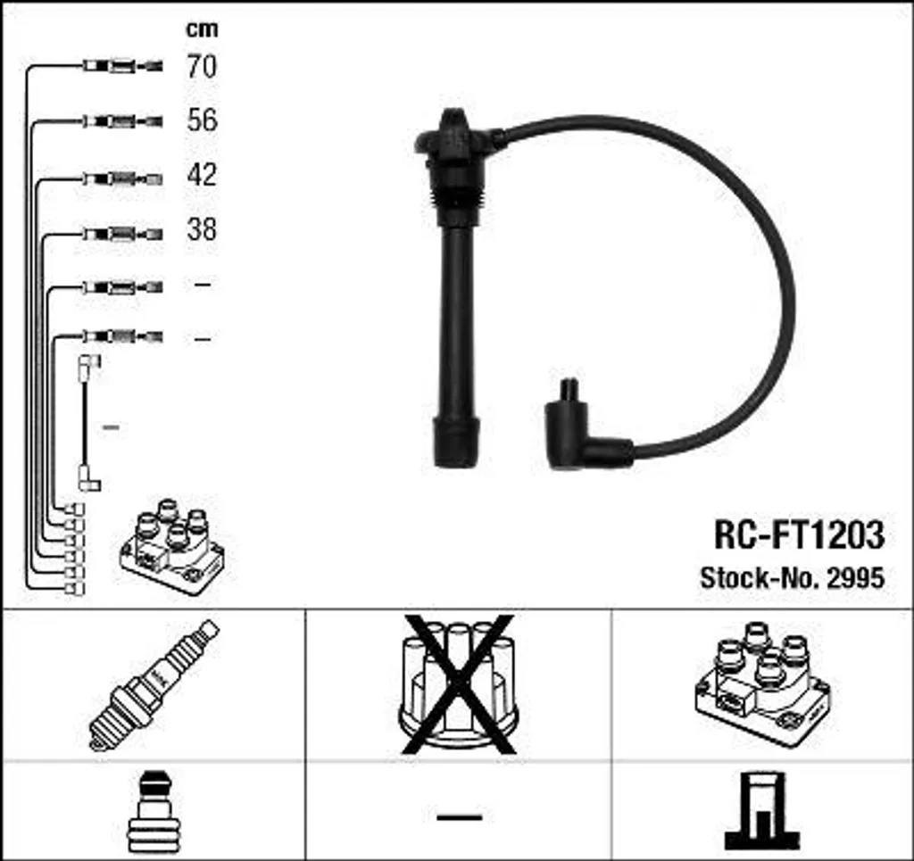 Set Cavi Accensione NGK 2995 per Lancia Y, Fiat Punto, Marea - OE