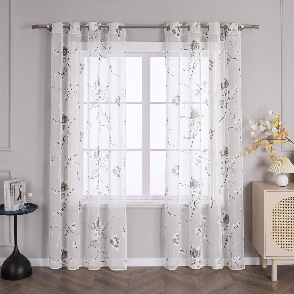 Joyswahl Vorhang mit Ösen Voile Ausbrenner Gardinen Modern Vorhänge Transparent Schlafzimmer Wohnzimmer Weiß HxB 145x140cm 1 Stück