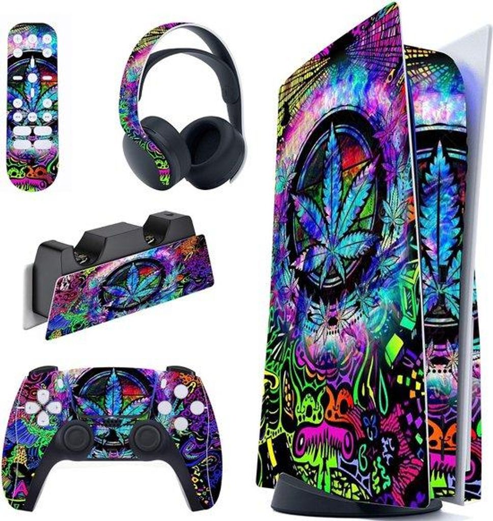 PS5 Accessoires - Für PS5 Sticker - Für PS5 Skins Für PS5 Disk Edition + Inklusive Für Controller, Ladegerät, Headset & Fernbedienung - Limite...