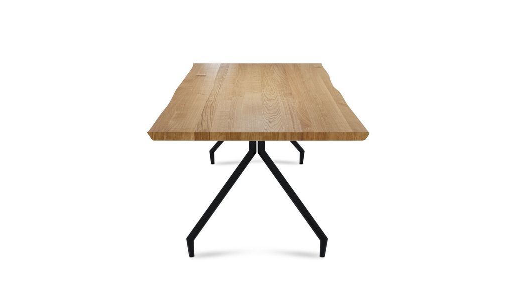 Esstisch Oviedo 160x90 Wildeiche mit Baumkante und Metallfüßen matt