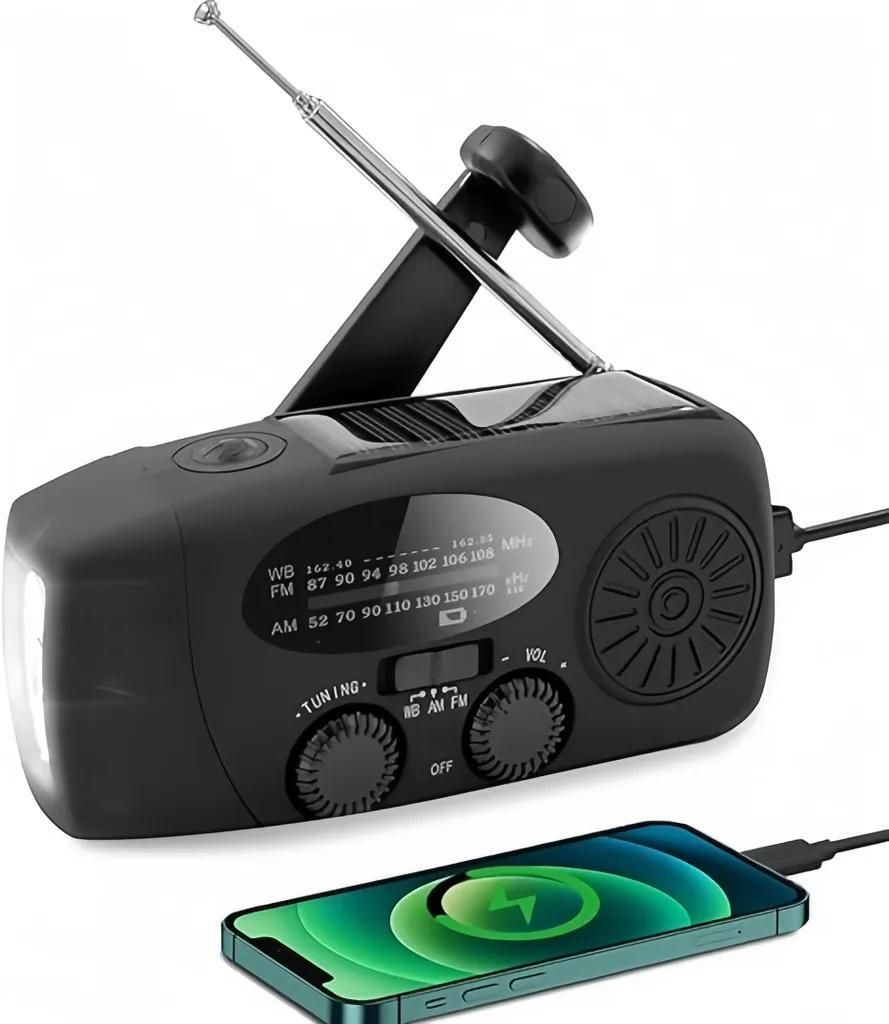 Solar radio,Selbstbetriebenes Kurbelradio mit LED-Taschenlampe,Notfallradio AM/FM Wetter Wind Up Radio, Handkurbel-Dynamo für Notladung von Smartp...