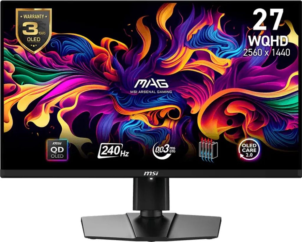 MSI MAG 271QPX QD-OLED E2 Gaming-Monitor 67.3 cm (26.5 Zoll), schwarz, WQHD, Adaptive-Sync, USB-C, 240Hz Panel (9S6-3CD89T-011)