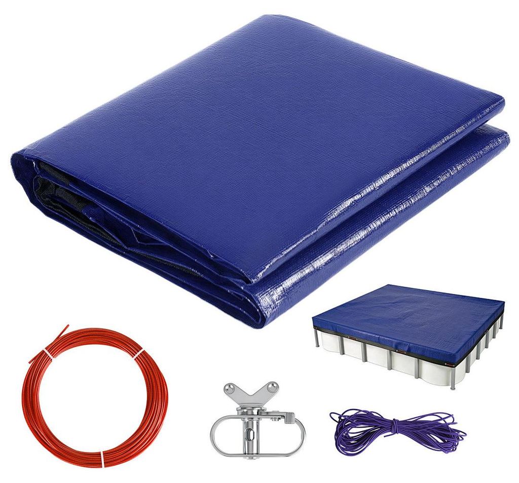 Eikuavons Poolabdeckung Rechteckig für 200x300 cm Pools | Planenmaß 210x304 cm | 2-in-1 PE