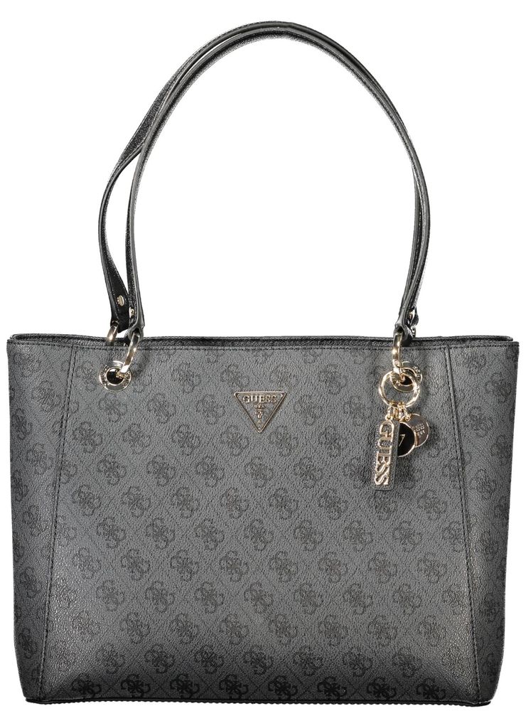 Elegante Damenschwarze Handtasche mit Kontrastelementen und Produktbild 