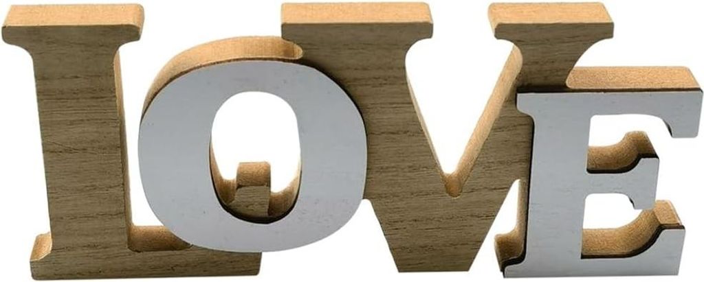 Wanddekoration aus Holz in 3D-Buchstabenform, Tischdekoration, moderner Buchstabenst?nder mit dem Schriftzug ?love¡° und herzf?rmigem Dekost?nder...