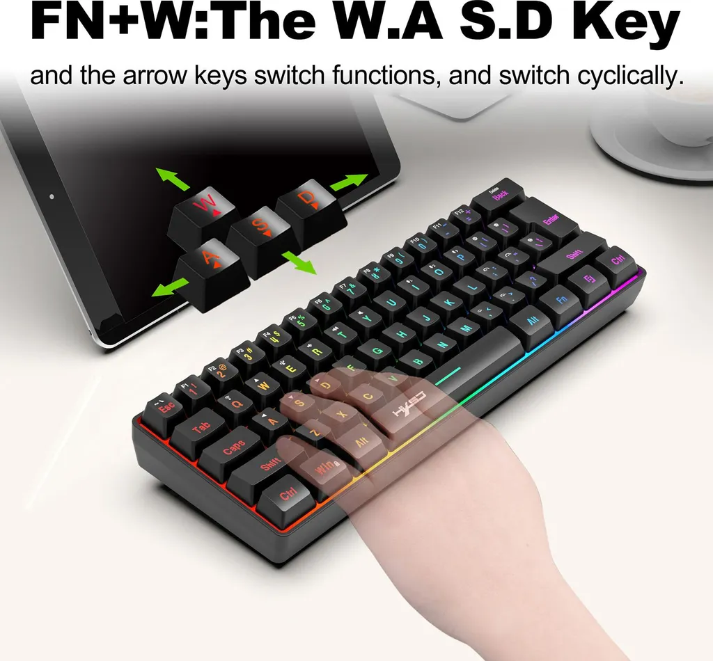 HXSJ L500 Clavier à Membrane 61 Touches Sans Fil RGB Tri-Mode Blanc